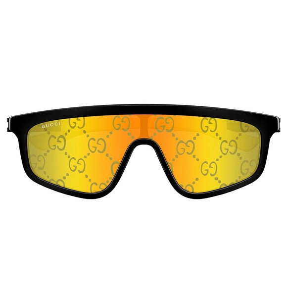 NEW GUCCI MASK SUNGLASSES GUCCI GG1736S 004 BLACK GOLD EYEWEAR - Picture 2 of 3